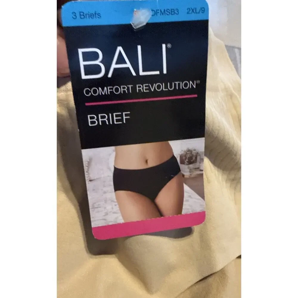 Bali Comfort Revolution Hi-Cut Panties Women 2XL/9 Beige 3 Pack DFMSH3 APRU NWT